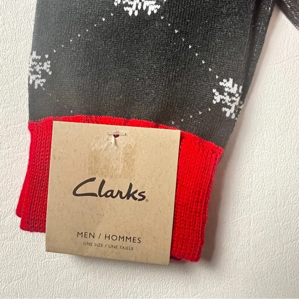 Clarks Mens Crew Style Winter Style Snowflake  Two Color Socks Accessory NWT